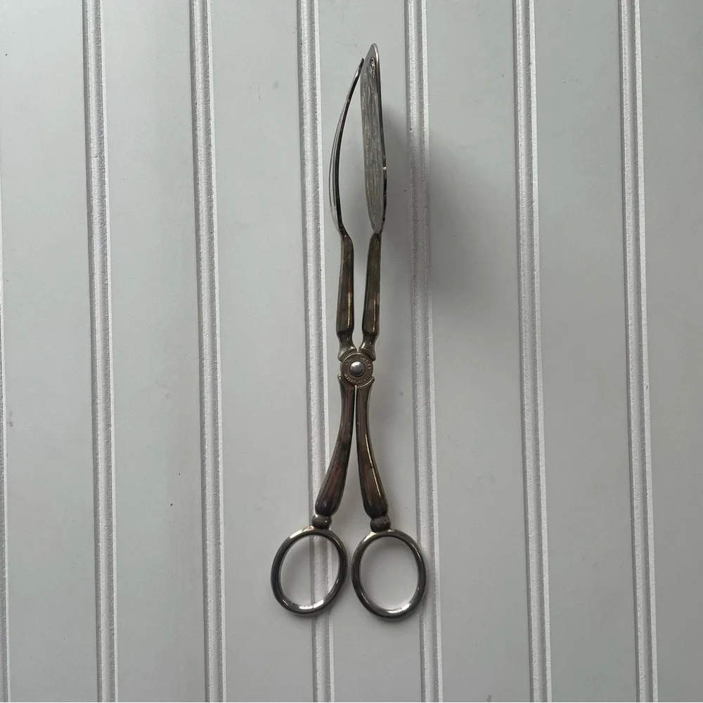 Vintage E.R. Zinc, Silver Plated, Scissor Style, Serving Tongs, Made in Italy